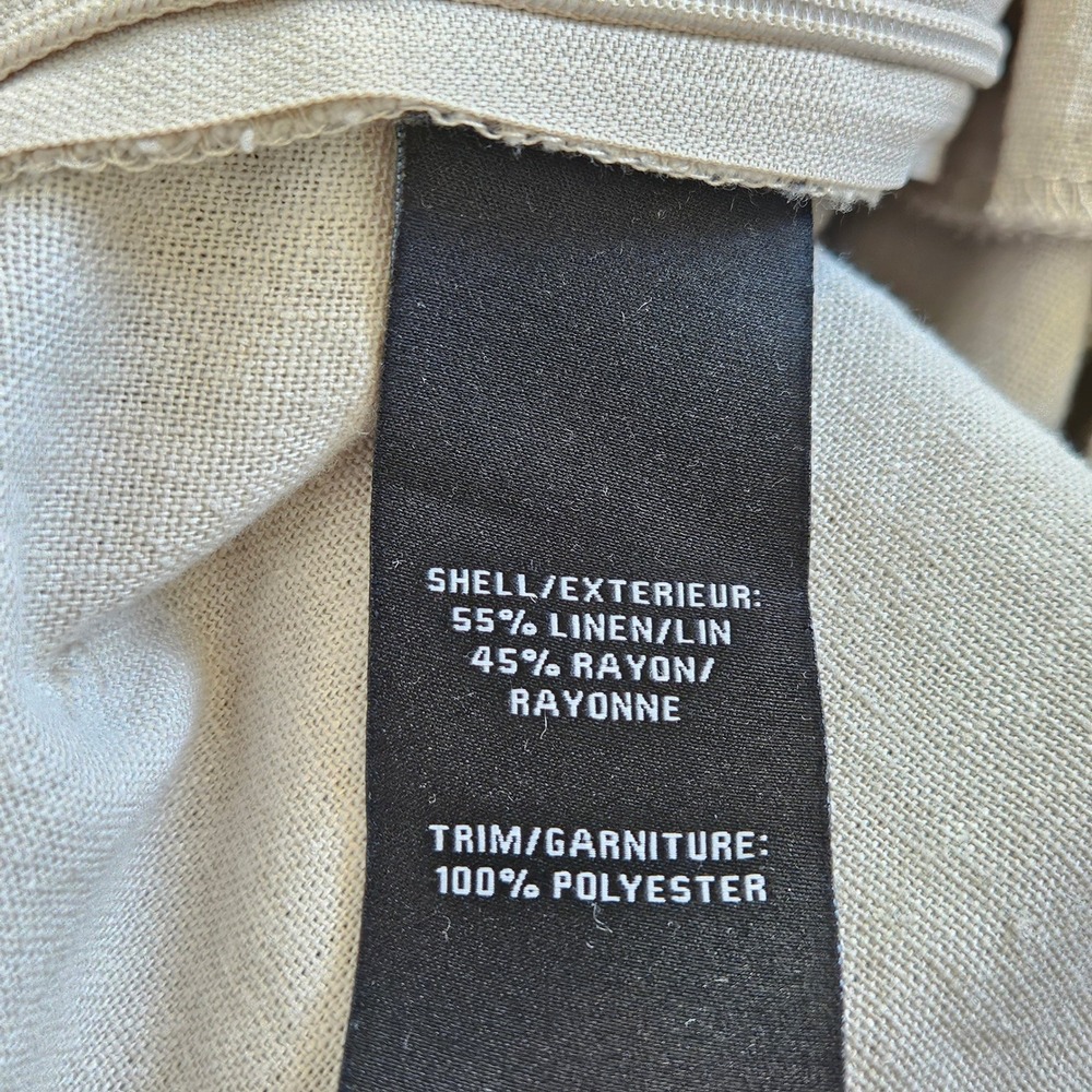 7 For All Mankind Linen Blend Wide Leg High Rise Pleated Pants Beige Size Large - Picture 8 of 8